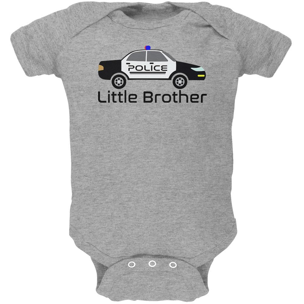 Little Brother Police Car Soft Baby One Piece Heather 03 M
