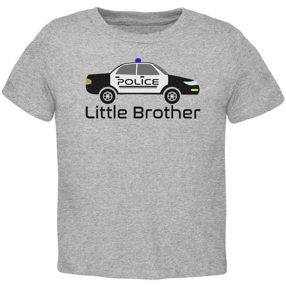 Little Brother Police Car Toddler T Shirt Heather 2T