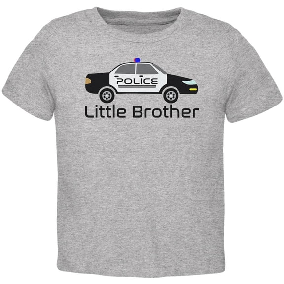 Little Brother Police Car Toddler T Shirt Heather 2T