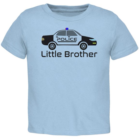 Little Brother Police Car Toddler T Shirt Light Blue 4T