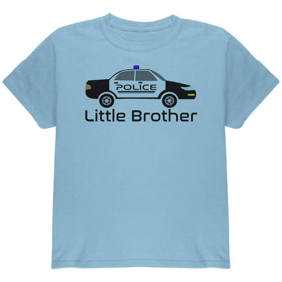 Little Brother Police Car Youth T Shirt Light Blue YLG
