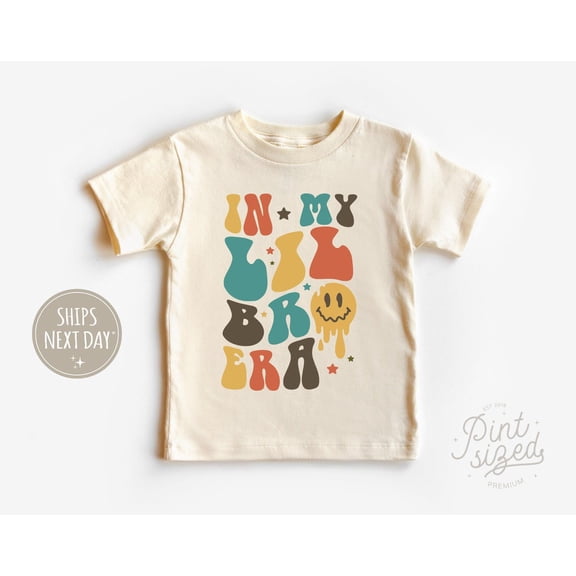 Little Brother Shirt - In My Lil Bro Era Toddler Shirt - Cute Retro Brother Kids Shirt - Natural Little Brother Toddler Tee, New Born, Baby Shower Gift, New Parents Gift