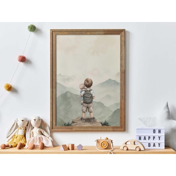 Little Brother Wall Art New Born Boy Baby Brother Print, Unframed Paper Poster 8x10in