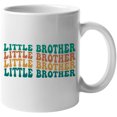 thumbnail image 1 of Little Brother, Younger Sibling Themed, Groovy Retro Wavy Text Merch Gift, White 11oz Ceramic Mug, 1 of 5