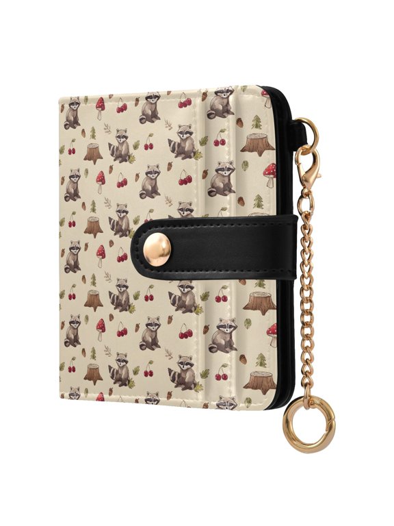 Little Brown Bear Small Wallet for Women RFID Blocking Bifold PU Leather Credit Card Holder with Zipper Coin Pocket Compact Cute Travel Purse Magnetic Snap 7 Card Slots