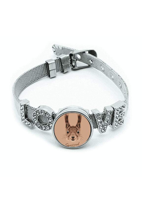 Little Brown Long Ears Squirrel Animal Bracelet Wristband Crystal Love Adjustable Bangle