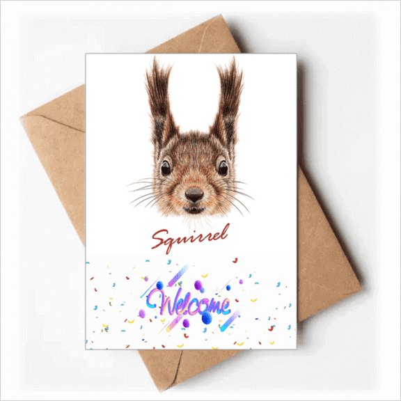 Little Brown Long Ears Squirrel Animal Welcome Back Greeting Cards Envelopes Blank