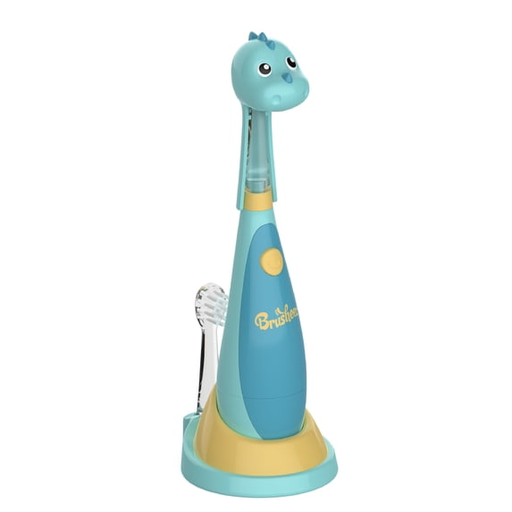 Little Brusheez Toddlers’ Sonic Toothbrush - Safe & Gentle Toothbrush for Ages 1-3 with Built-In, Light-Up 2-Minute Timer, Extra Brush Head, & Storage Base for First-Time Brushers (Rex the Dinosaur)