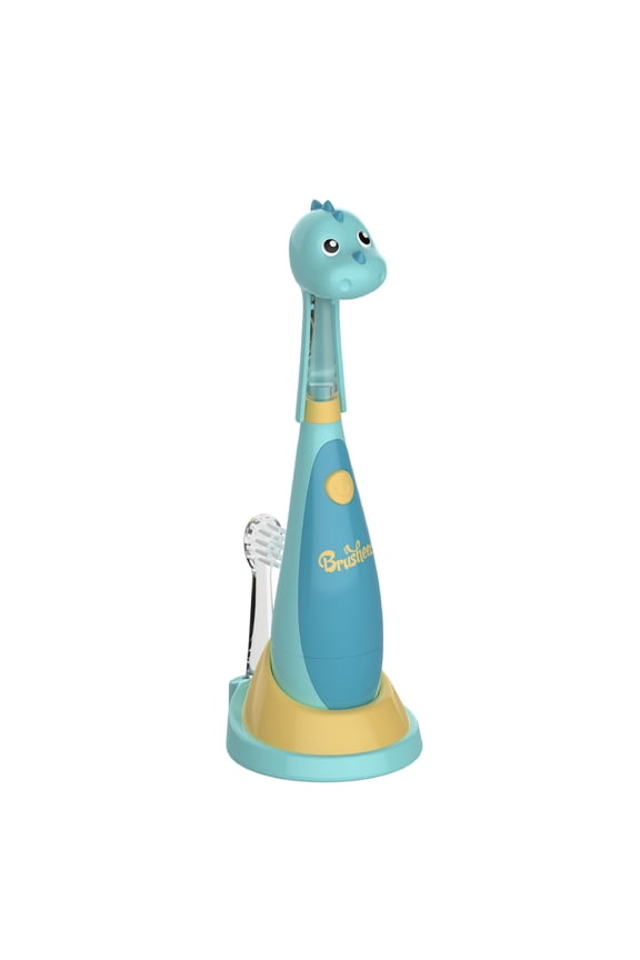 Little Brusheez Toddlers’ Sonic Toothbrush - Safe & Gentle Toothbrush for Ages 1-3 with Built-In, Light-Up 2-Minute Timer, Extra Brush Head, & Storage Base for First-Time Brushers (Rex the Dinosaur)