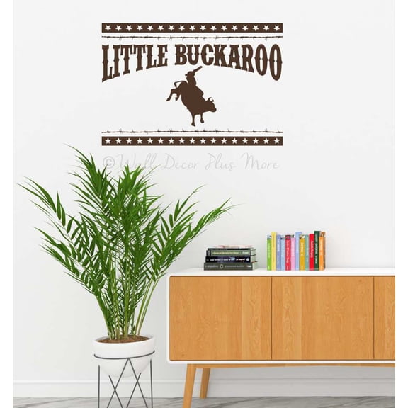 Little Buckaroo Bullrider Western Wall Art - Quote Decals for Wall - Vinyl Wall Art - Kids Inspirational Vinyl Decals - Removable Wall Lettering - Sayings for Wall Decor, 23x15.5-Inch, Chocolate Brown