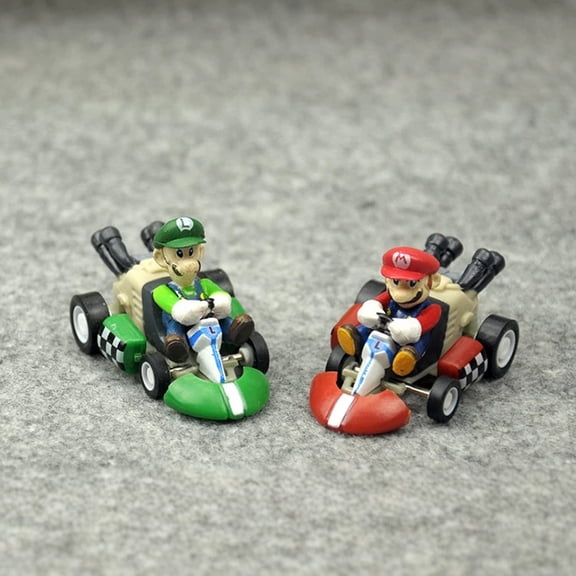 Little Buddy Hot Wheels Mario Kart PullBack Racer 2Pack Set, Mario & Luigi Mini Kart, 1:64 Scale Die-Cast Character Toy Car