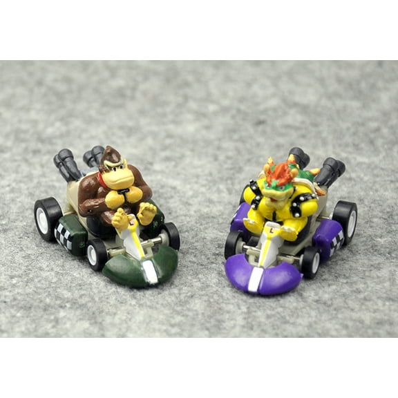 Little Buddy Hot Wheels Super Mario Kart PullBack Racer 2Piece Set, Donkey Kong & Bowser Mini Kart, 1:64 Scale Die-Cast Character Toy Car
