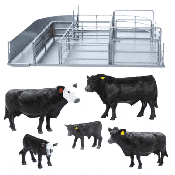 Little Buster Toys, 1:16 Scale Cattle Sweep Set with Angus & Baldy Family, 5 Animal Figures