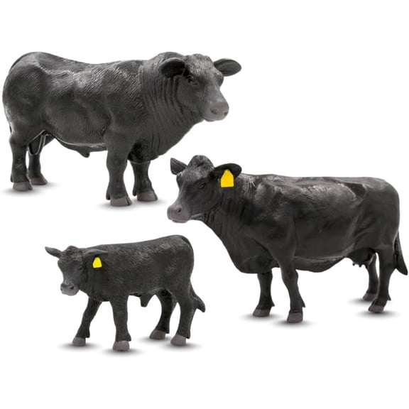 Little Buster Toys Angus Cattle Family Set – Realistic 1:16 Scale Bull, Cow & Calf Models – Farm & Ranch Collectibles – Premium Display Figurines for Western Dioramas Displays
