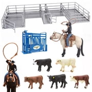 Little Buster Toys, Complete Calf Roping Arena Bundle, 15-Piece Realistic Figures