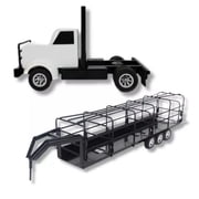 Little Buster Toys Rancher s Trucking Set, White Semi Truck and Gooseneck Stock Trailer with Split Gates