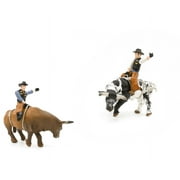 Little Buster Toys Rodeo Playset - 2 Bucking Bulls with Riders - Bull Riding Toys