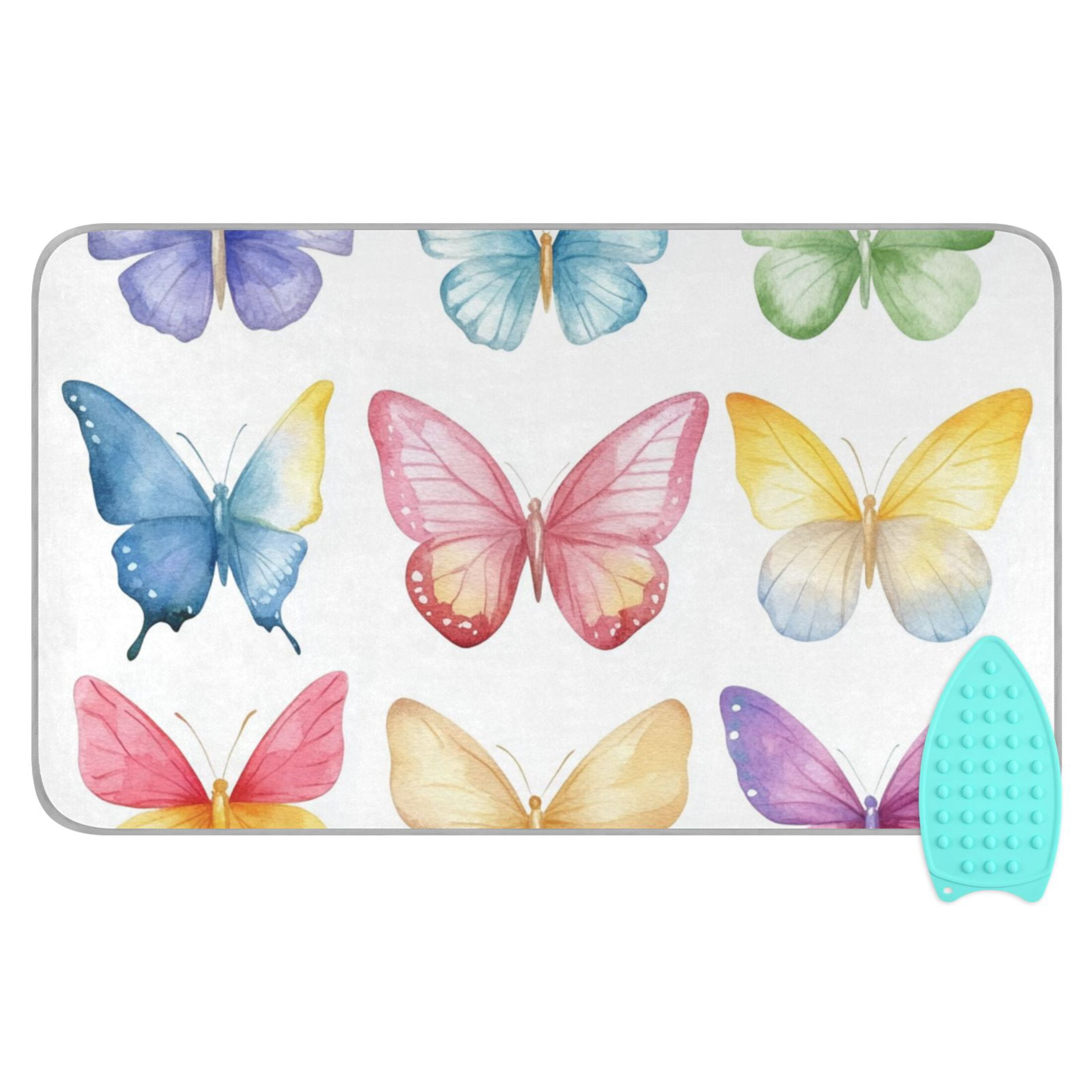 Little Butterflies Colorful Ironing Mat Blanket Portable Travel Ironing Pad Heat Resistant Pad 47.2" x 27.6”