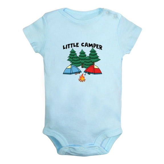 Little Camper Funny Rompers For Babies, Newborn Baby Unisex Bodysuits, Infant Jumpsuits, Toddler 0-12 Months Kids One-Piece Oufits (Blue, 12-18 Months)