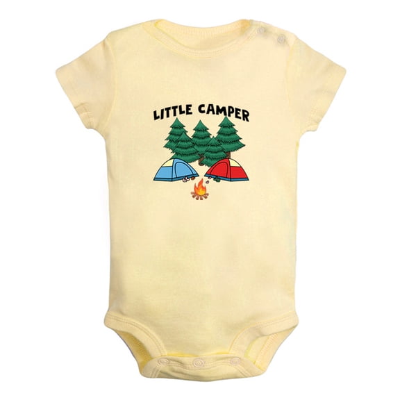 Little Camper Funny Rompers For Babies, Newborn Baby Unisex Bodysuits, Infant Jumpsuits, Toddler 0-12 Months Kids One-Piece Oufits (Yellow, 18-24 Months)