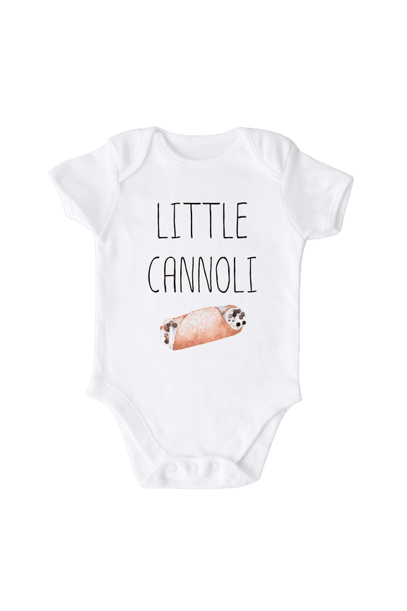 Little Cannoli Cute Baby Bodysuit Dessert Pastry Shirt Premium Custom Clothes Unisex Baby Gift for Mom Newborn 3-6m White