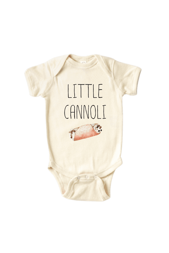 Little Cannoli Cute Baby Bodysuit Dessert Pastry Shirt Premium Custom Clothes Unisex Baby Gift for Mom Newborn 6-9m Natural