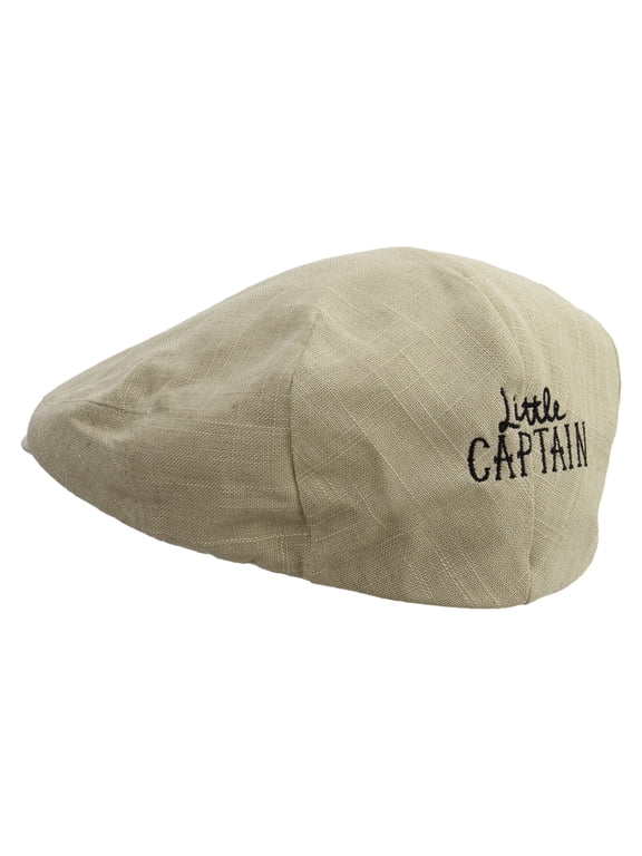 Little Captain Embroidered Men's Linen Ivy Cap - Khaki 2XL-3XL