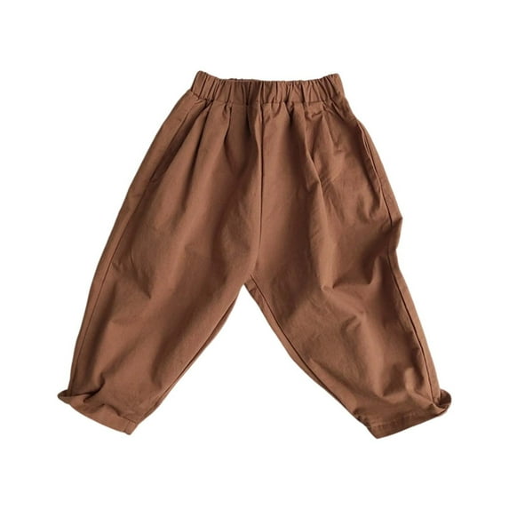 Little Casual Pants Fall Boys Literary Western Woven Trousers Carrot Pants Clothing Coffee Size 5-6T
