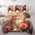 thumbnail image 1 of Cat Bed in a Bag King Size Comforter Set 7 Pieces,Pink Rose Bedding Sets Romantic Flowers Fitted Sheet,Cute Pet Animal Kitten Sheet Set with Comforter, 1 of 6