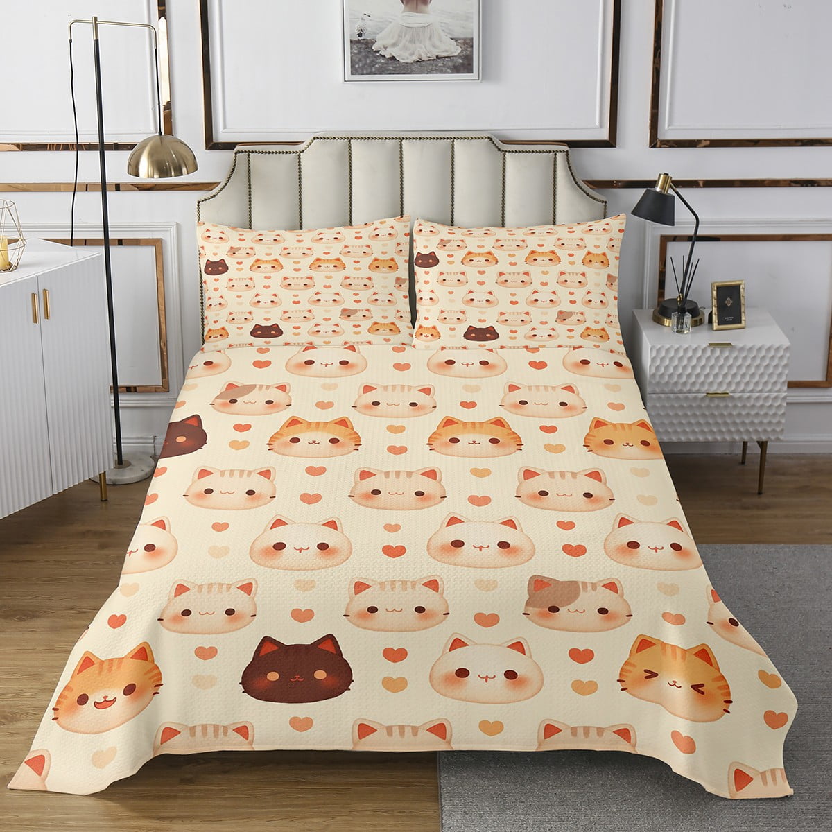 Cute Cat With A Warming Wreath XK0811002CL Quilt main image 0