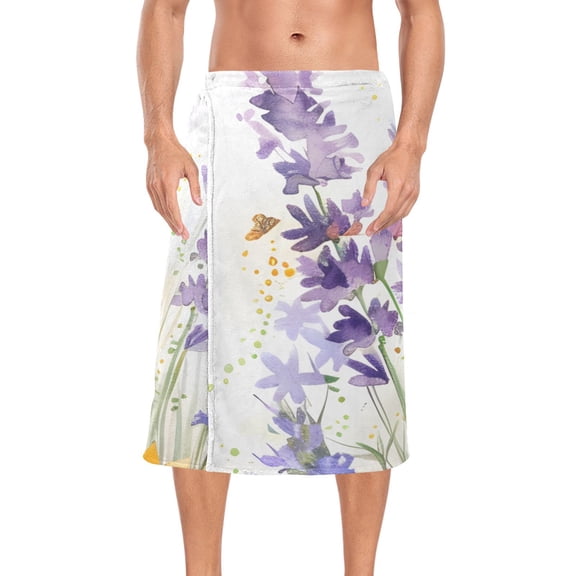 Little Cat Sunflowers Lavender Butterfly Bath Towel Wrap for Man Adjustable Shower Wrap Button Closure Body Towel for Sauna Gym