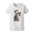 thumbnail image 1 of Little Cat With Raised Paw T-Shirt Women -Image by Shutterstock, Female Large, 1 of 2