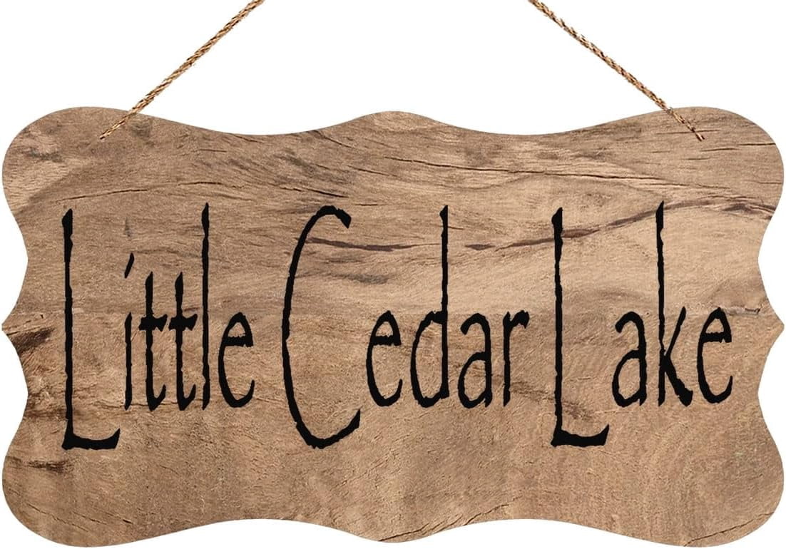 Store Sign Flashcard Little Cedar Lake Painted Wooden Hanging Sign, Rustic Door Hanger for ...