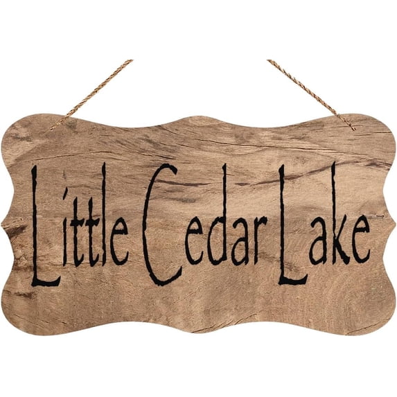 Party Inside Little Cedar Lake Painted Wooden Hanging Sign, Rustic Door Hanger for ...