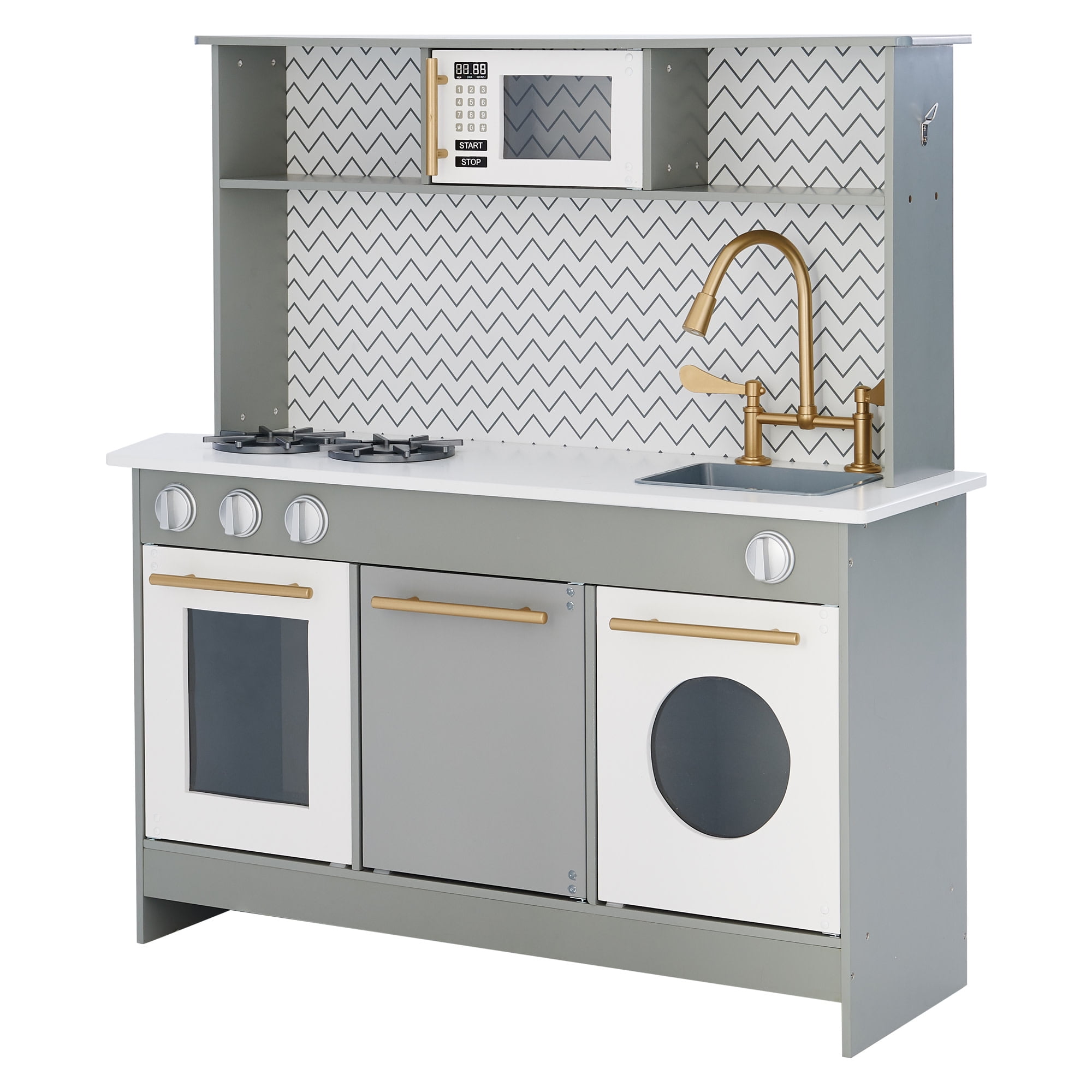 Little Chef Berlin Modern Wooden Play Kitchen, Gray/White