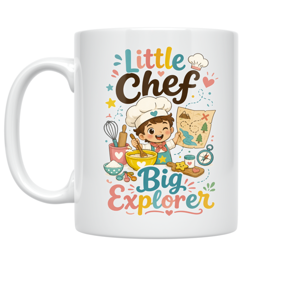 Little Chef Big Explorer - Kids Cooking Fun - 11 oz Ceramic Coffee Mug