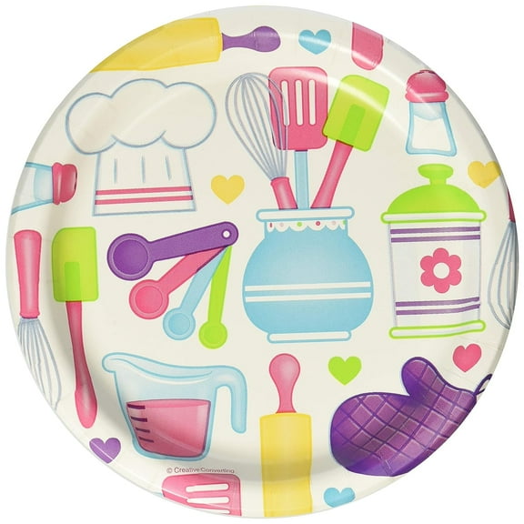 Little Chef Cook Baking Food Girls Kids Birthday Party 7" Paper Dessert Plates