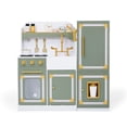 thumbnail image 1 of Little Chef Versailles Deluxe Play Kitchen, Ice Maker, Oven, Refrigerator, 17 Pcs. Acc. Set, Olive Green/Gold, 1 of 17