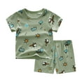 thumbnail image 1 of Little Child Short Sleeve Shirts Tops Shorts Suit 2pcs Set Summer Short Sleeve Indoor Suit Cartoon Car Pattern Suit H 6 Years-7 Years, 1 of 7