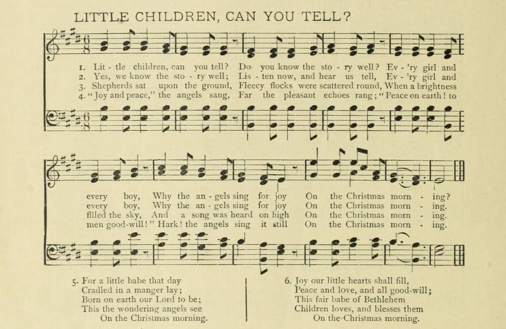 Little Children Can you Tell Christmas in Song & Story 1891 Canvas Art - (18 x 24)