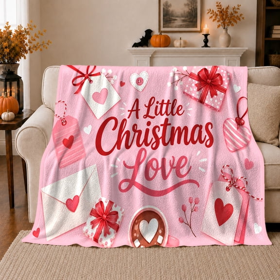Little Christmas Love Scene Cocoa Mug Gifts Romantic, Festive Holiday Scene, Warm Flannel Blanket for Living Room and Reading Nook, Art Lovers Christmas Gift, Festive Home Decor