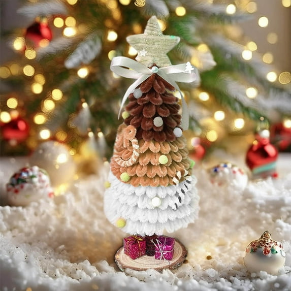 Little Christmas Tree Decorations,Artificial Christmas Tree for Material Pack,Holiday Decoration for Home Bedroom Indoor Displays Gift,7.87INCH