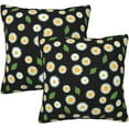 thumbnail image 1 of Little Chrysanthemum and Green Leaves Throw Pillow Covers Set of 2 Pillow Cushion Cases Square Pillowcases for Sofa Bedroom Living Room Car, 18 X 18 Inch, 1 of 6