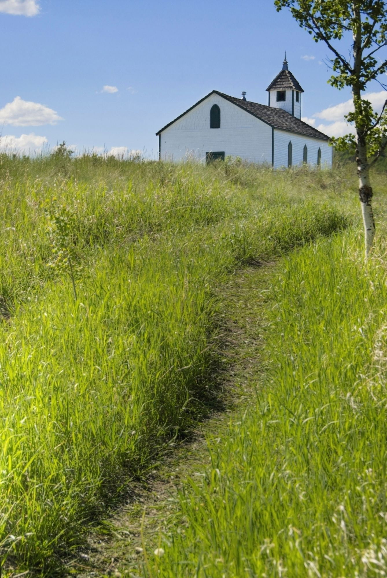 Little Church On The Canadian Prairies Morley Alberta Canada Canvas Art - Philippe Widling Design Pics (24 x 38)