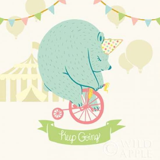 Little Circus Bear Pastel Canvas Art - Cleonique Hilsaca (24 x 24)