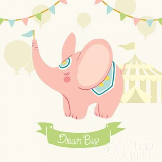 Little Circus Elephant Pastel Canvas Art - Cleonique Hilsaca (24 x 24)