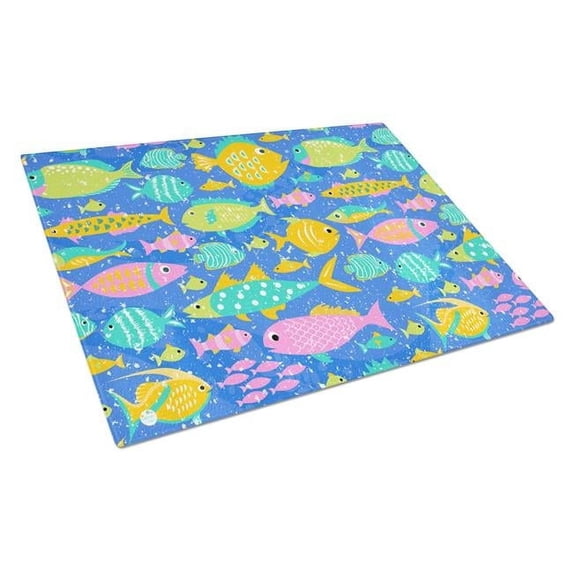 Little Colorful Fishes Glass Cutting Board - Large