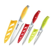 Little Cook Chef Knife Set, 3PCS Kitchen Knife, Multicolor Stainless Steel Sharp Chef Knife Set, 8 Inch Chef's Knife, 5 Inch Utility Knife, 3.5 Inch Paring Knife (3Pack, Yellow, Red, Green)