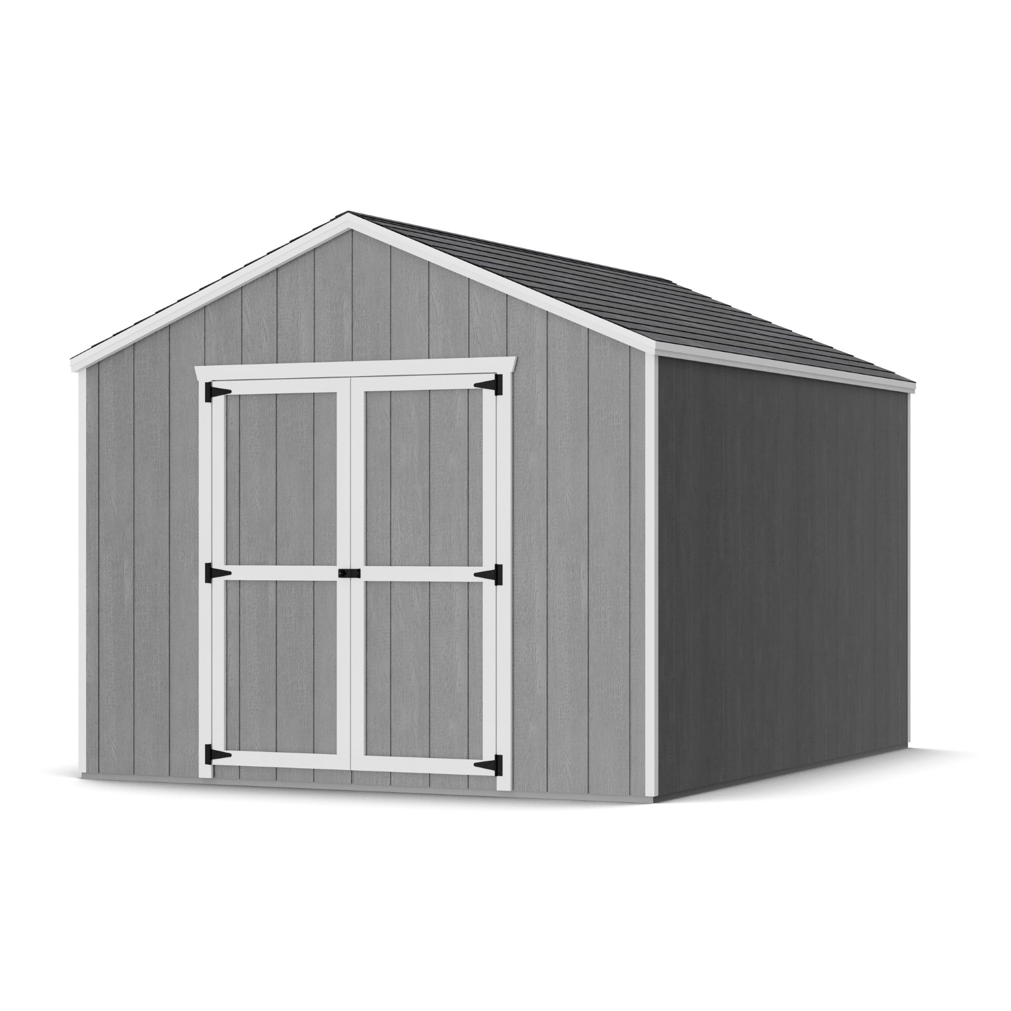 10x12 Gray Wood Gable Storage Shed Kit with Windows