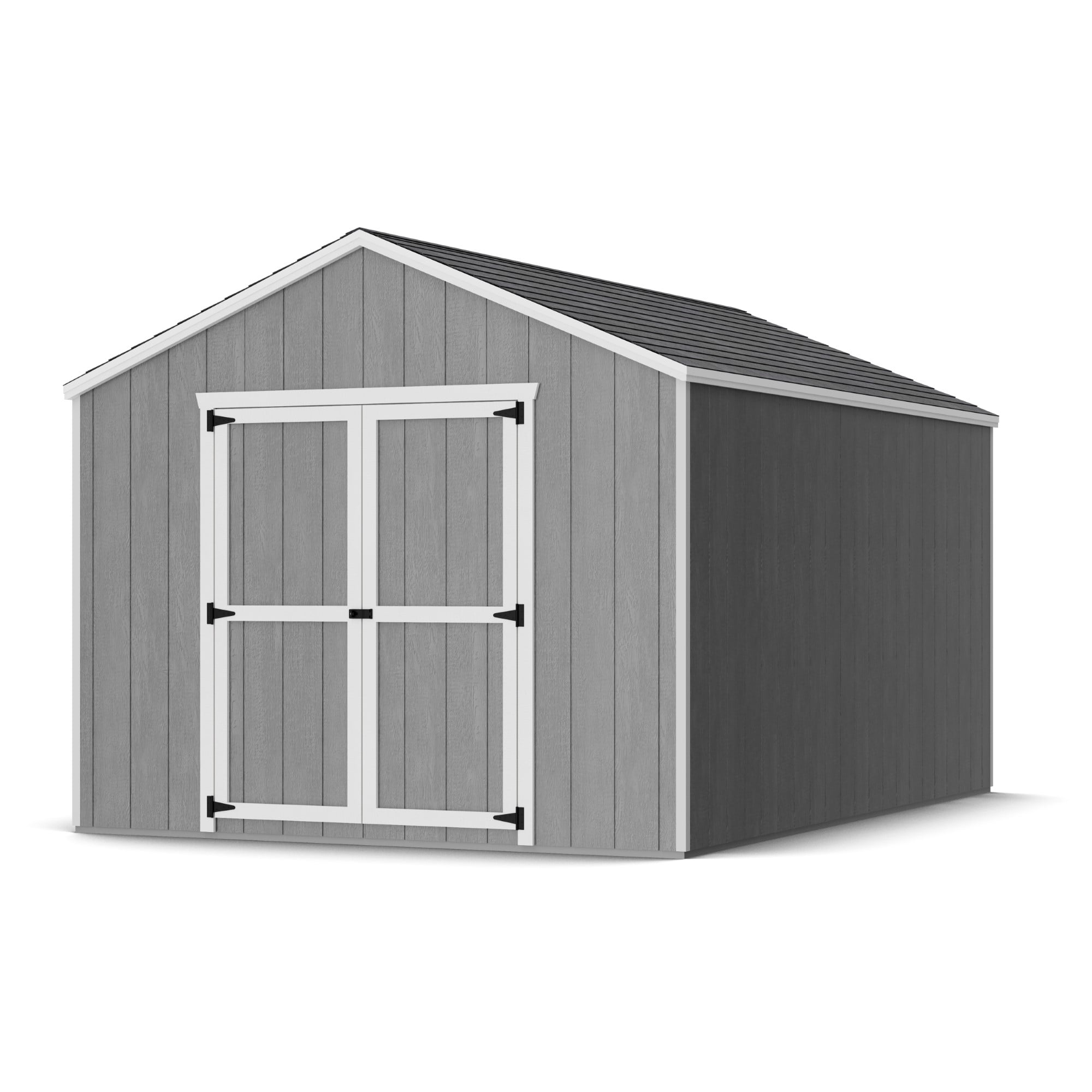 10x14 Gray Wooden Gable Storage Shed Kit with Windows